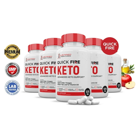 (5 Pack) Quick Fire Keto ACV Pills 1275mg Alternative to Gummies Dietary Supplement 300 Capsules