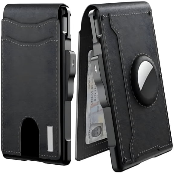 GASTROPOD Wallet for Men - with Pop Up Aluminum Case Money Clip Slim Leather Slots Credit Card Holder RFID Blocking Bifold Minimalist Wallet (Black)