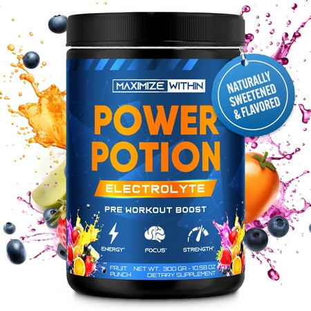 Maximize Within Power Potion Electrolyte Pre-Workout Powder – 300g, 30 Servings – Boost Energy & Hydration, Caffeine-Infused, Electrolyte Blend for Enhanced Performance