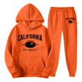 thumbnail image 4 of sususu Mens Suits Regular Fit,Stylish Men's Letter Graphic Hooded Sweatshirt with Comfortable Jogger Pants Casual Two Piece Set for Everyday Wear - Orange, 4 of 5