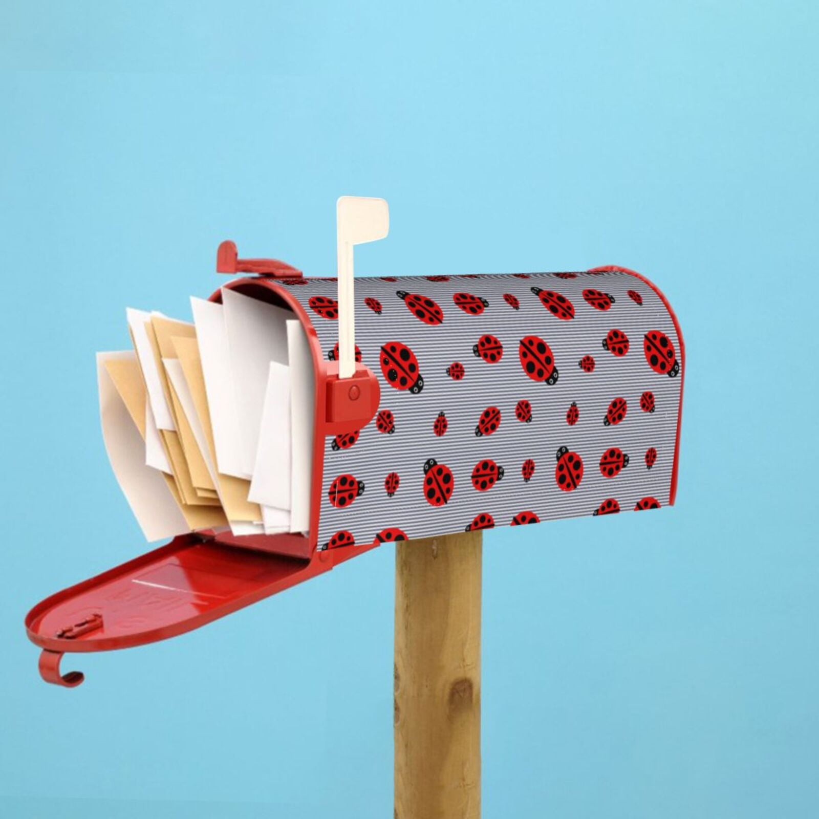Logiee Ladybug Print Post Letter Box Wrap Decor, Mailbox Cover Suitable for Standard Mailbox and Large Size Mailbox,Outdoor Yard Decoration-25.5x21 in