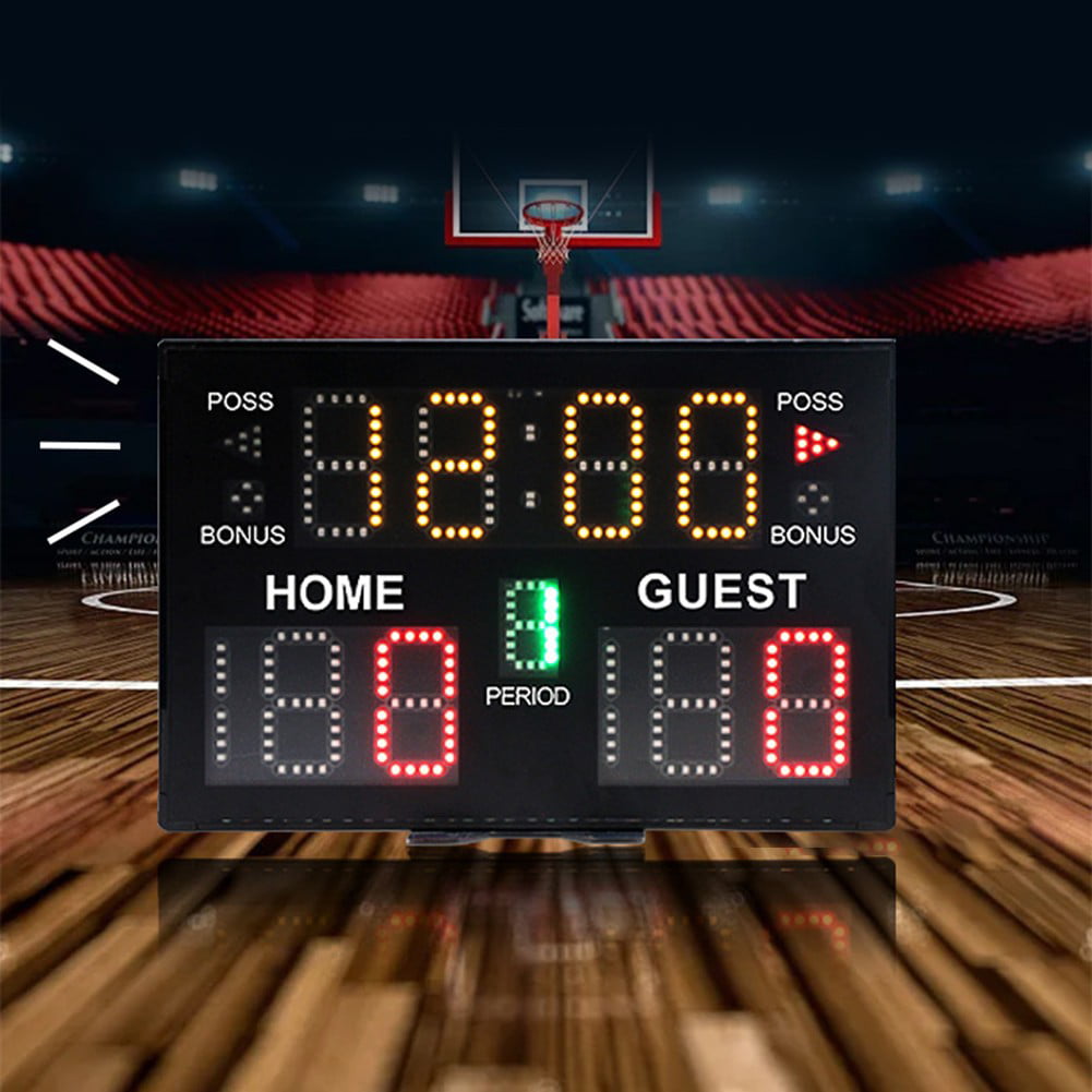 PATIKIL Electronic Basketball Scoreboard, Professional Digital Score Board  with Remote Wall Mount Large LED Game Scoreboard with 90dB Buzzer for