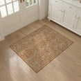 thumbnail image 3 of ODIKA 3'x5' Orange Botanical Petal Border Decorative Symmetrical Traditional Washable Throw Rug None Stain Resistant, Low Profile, Non-Slip for Entryway, Kitchen, Mudroom, 3 of 7