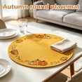 thumbnail image 6 of Round Table Placemats, Fall Table Decorations, Rustic Farmhouse Decor, Pumpkin Table Decor, 14 Inch Diameter Set of 4 Featuring Wood Grain, White Pumpkins, Orange Dotted Pumpkins, 6 of 6