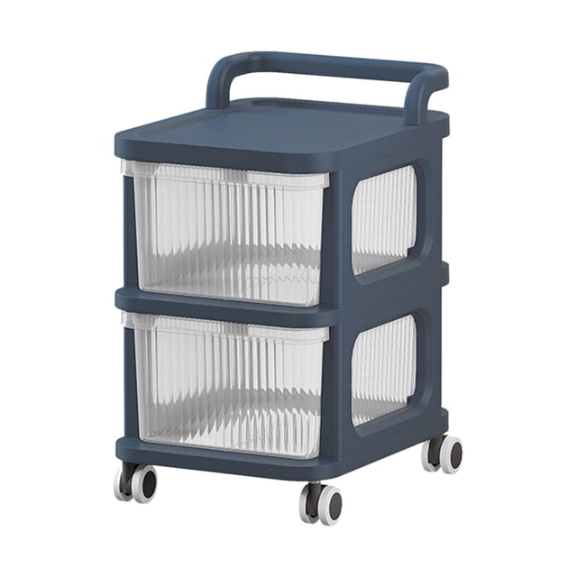 Carro de Utilidad Rodante Móvil Carros de Cajón de Almacenamiento con Rueda de Freno Utilidad Carro de Rueda Rodante Moderno de 2 Cajones para Sala de Azul Macarena Estante de pie