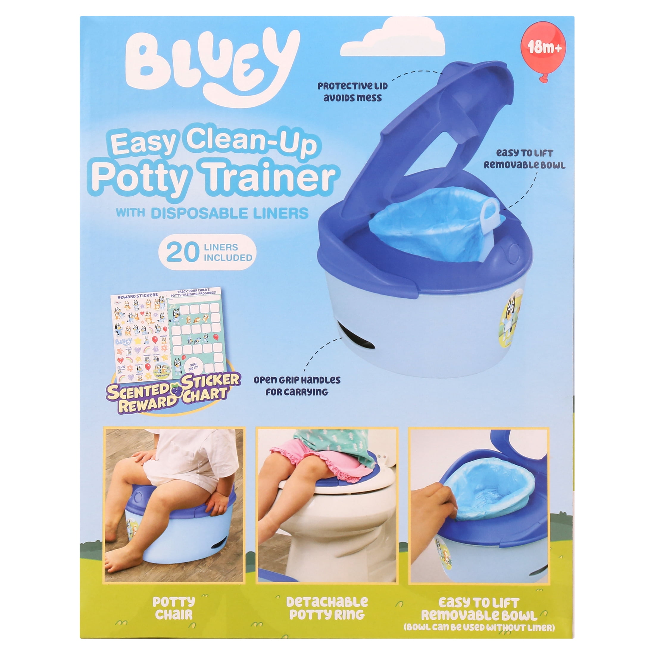 Bluey 3-in-1 Easy Clean-Up Potty Trainer with Disposable Liner Bags
