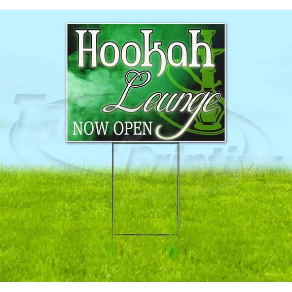Hookah Lounge (18" x 24") Yard Sign, Includes Metal Step Stake