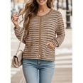 thumbnail image 4 of Cueply Women's Cardigan Sweater Long Sleeve Striped Button Knit Jackets Coats Outwear with Pockets, 4 of 7