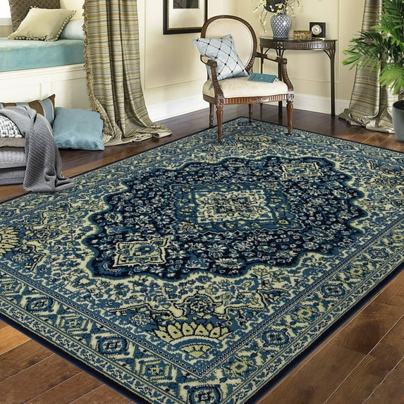 Haperlare Vintage Area Rug for Living Room Non Slip Persian Area Rug Kitchen Rug Low Pile Distressed Carpet,4 x 6 feet
