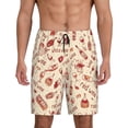 thumbnail image 1 of Balery Red Wine Pantalones cortos de pijama de punto de algodón para hombre con cinturilla y bolsillos-Small, 1 of 6