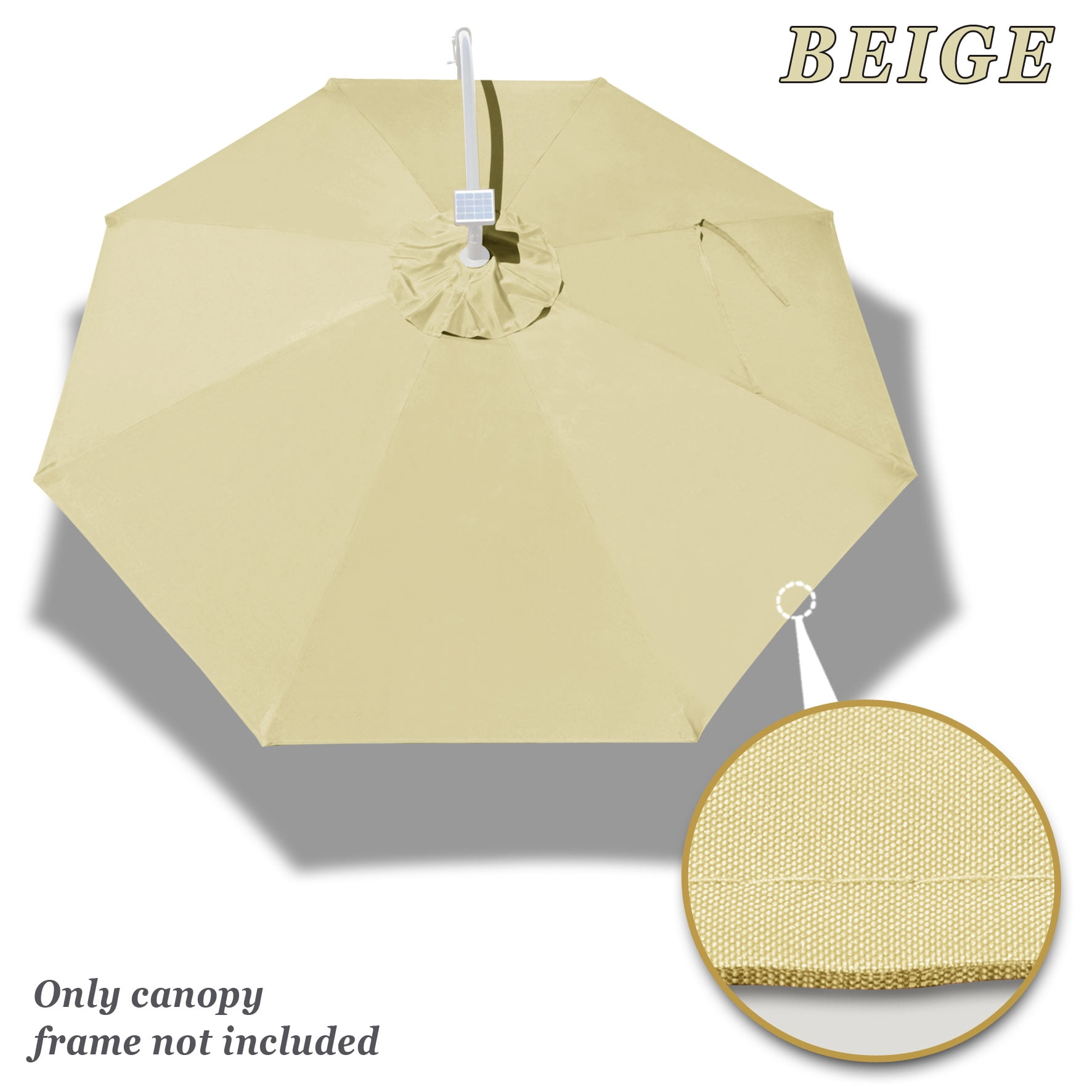 Sunny 9ft- 8rib Umbrella Top Cover Canopy Patio Replacement Canopy Outdoor (Beige)