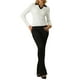 thumbnail image 2 of Suéter de polo de manga larga de color contrastante con cuello en V ajustado para mujeres INSPIRE CHIC M Blanco, 2 of 5