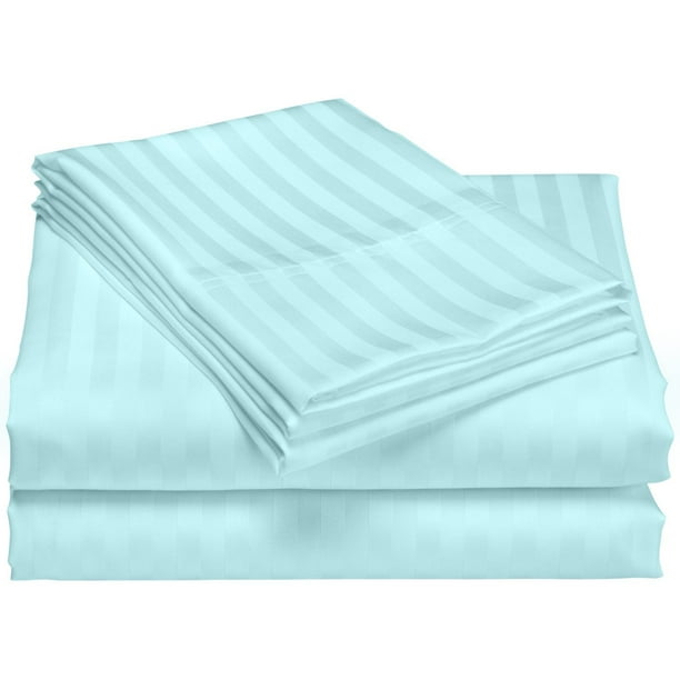 1200 Thread Count 100 Cotton Stripe Sheet Set (Twin, Aqua)