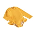 thumbnail image 3 of Baby Girls Long Sleeve Swimsuit Ruffle Zipper Rash Guard Swimwears, 3 of 5