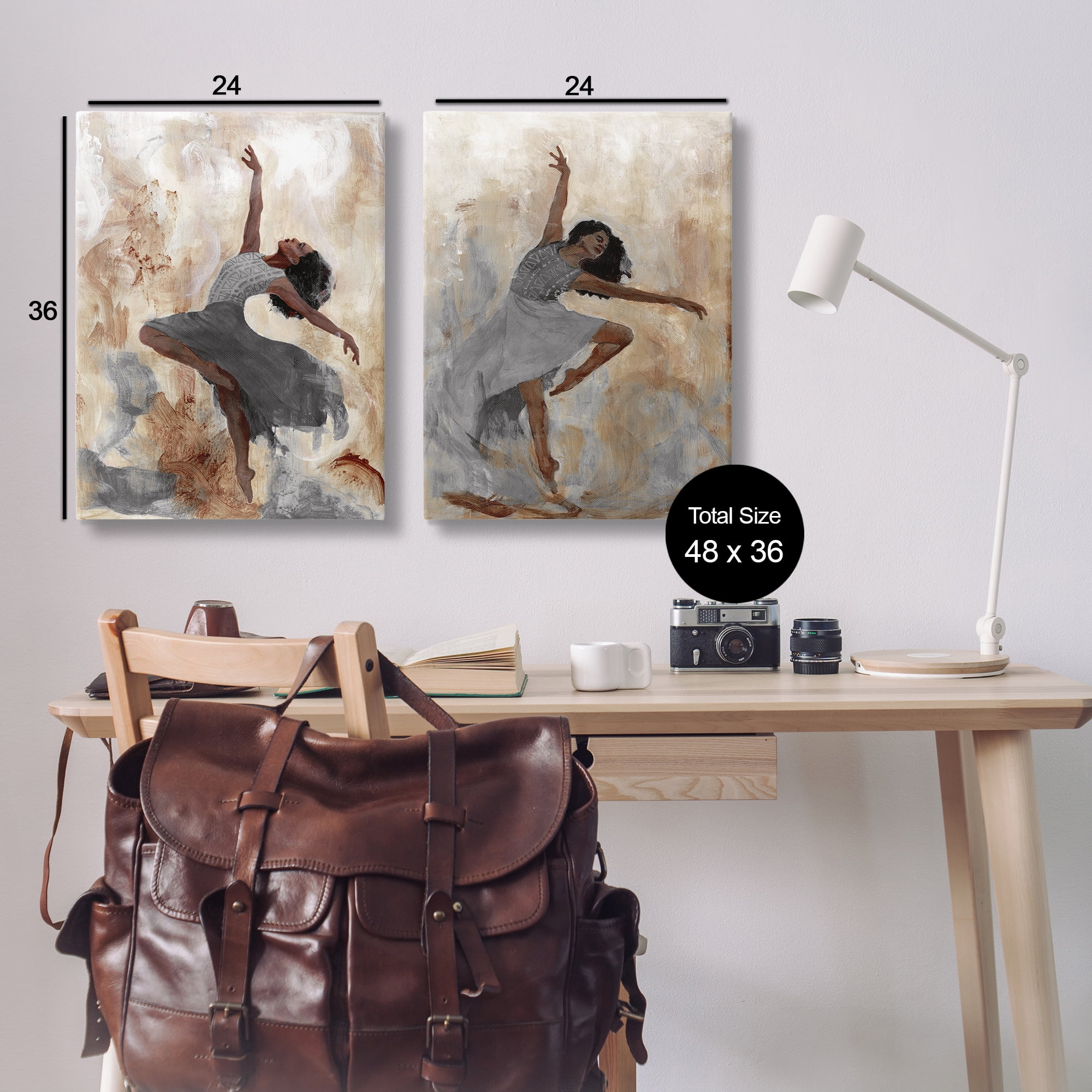 Stupell Industries Abstract Interpretive Dance Figure People Painting Wrapped Canvas Art Print Wall Art, 24 x 36, Set of 2