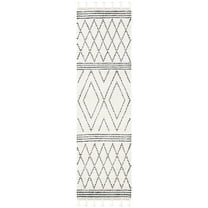 SAFAVIEH Casablanca Lilly Diamond Wool Runner Rug, Ivory/Black, 2'3" x 8'