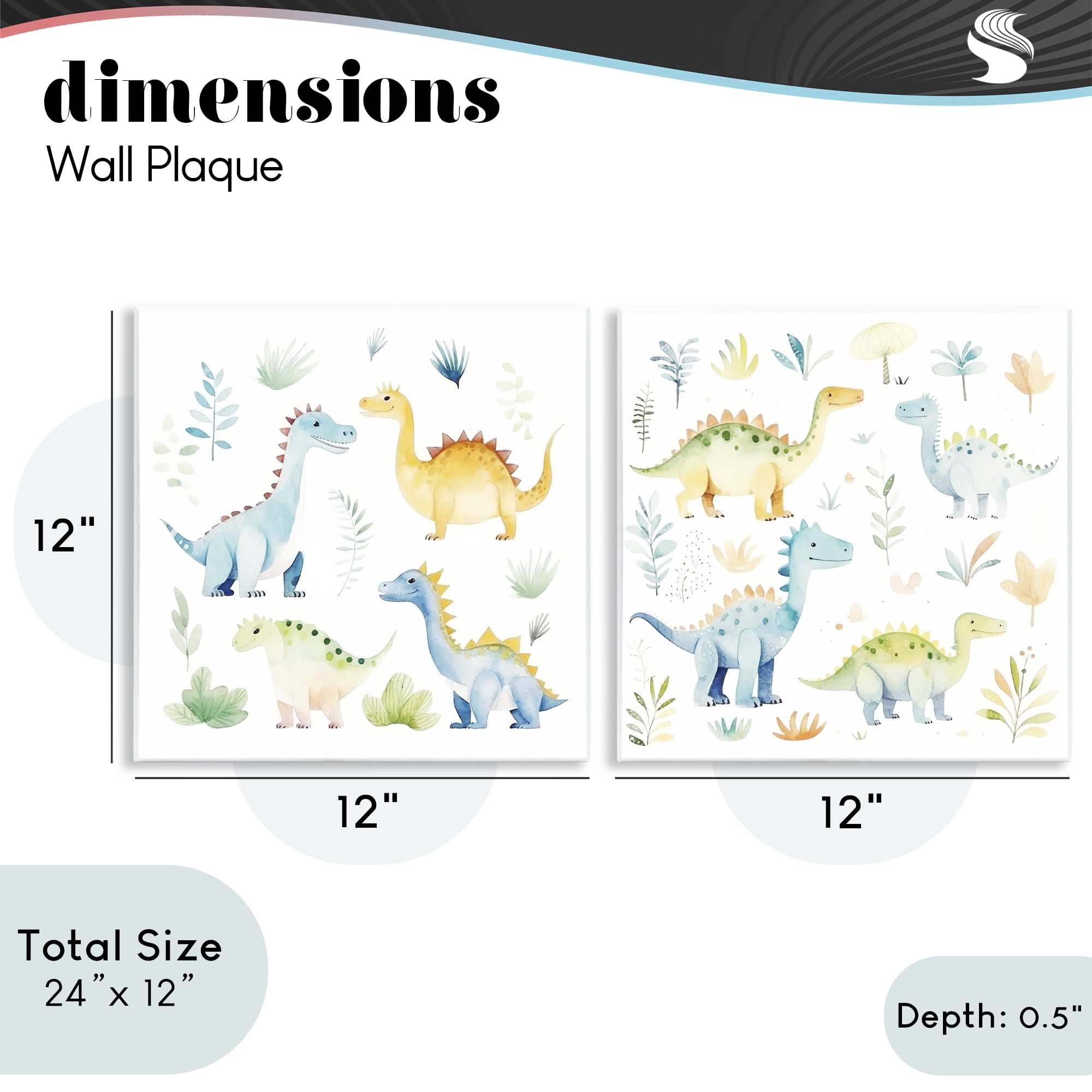 Stupell Industries Playful Dinosaur Wonders 2 Piece Wall Plaque Art Set, design by Lazar Studio
