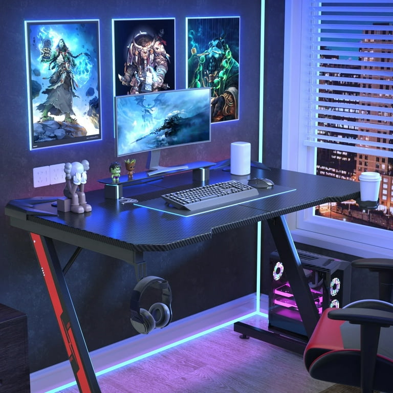 44 Inches Homall Z-Shaped Gamer's Desk for PCs with Carbon Fiber 44 Inches Homall Z-Shaped Gamer's Desk for PCs with Carbon Fiber