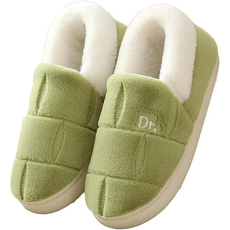 

PIKADINGNIS Women Men Classic Casual Fluffy Fur Warm Winter House Slippers Soft Fleece Lining Wrap Heel Home Shoes Indoor