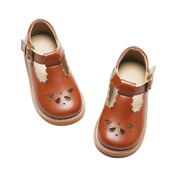 Toddler Girl Brown Mary Jane Dress Shoes Size 5 - Little Girl Oxford Shoes for Easter Flower Girl Party School Shoes