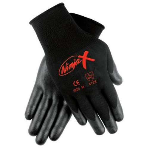 Ninja X Bi-Polymer Coated Palm Gloves, Small, Black Pack of 12
