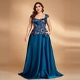 thumbnail image 5 of AURA Evening Dress Sequin Embroidered Square Neck Party Gold Slim Fit Long Dress Plus Size, 5 of 7
