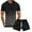 Black, variant on Edvintorg 3D Gradient Lapel Half Button Men's T-Shirt Set Casual Sportswear Men's Oversized Clothing T-Shirt Shorts Suit Summer Beach