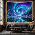 thumbnail image 6 of Aurora Borealis Over Mountain Lake, Cosmic Tranquil Celestial for Nature Lovers, Celestial Wall Art Housewarming Gift Tapestry Wall Hanging for Bedroom, Living Room, 6 of 7