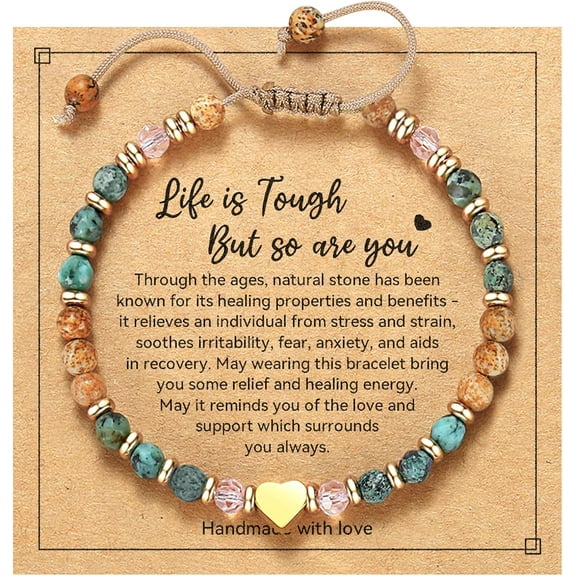 Inspirational Gifts for Women Birthday - Natural Stone Bead Bracelet, Thinking of You Get Well Soon Gift for Friend Sister