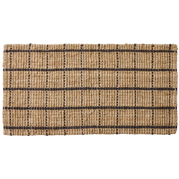 Better Homes & Gardens Jute Windowpane Doormat, 24 in x 48 in, Brown, Skid-Resistant Backing