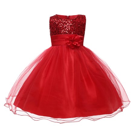 

Little Girls Flower Girl Dresses Size 3-10 T Princess Tulle Sleeveless Dresses Waist Flower Summer Party Dresses for Kids Girls for Wedding Birthday Red 4-5 Years