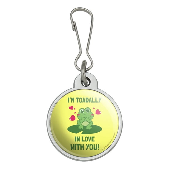 I'm Toadally Totally in Love With You Frog Valentine Funny Humor Jacket Handbag Purse Luggage Backpack Zipper Pull Charm