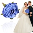 thumbnail image 2 of Wedding Corsage Single Rose Flower Rose Flower Head Flower Artificial Flower Wedding Hall High End Corsage Hairpin Flower Headpiece,Snow Mountain Rose Flowers,Hall DIY Floral Decoration,Blue, 2 of 9