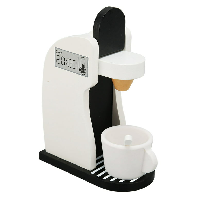 Kids Coffee Maker Playset Black White Rounded Edges Educational Wood Vivid  Toddler Kitchen Playset For Party Game
