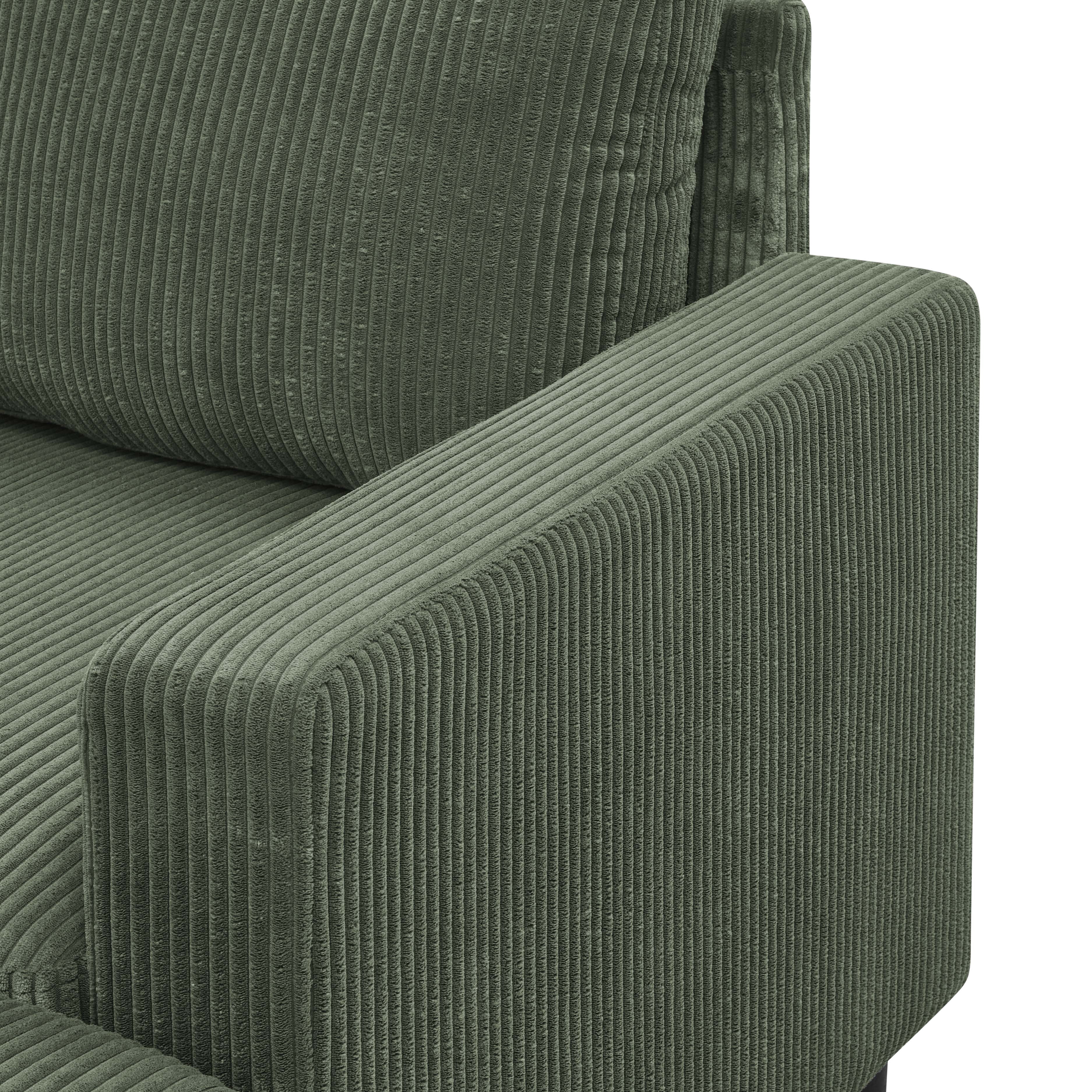U-Shaped Modular Sectional Sofa Couch with Movable Ottomans,101" Cordory Upholstered 4 Seat Lounge Sleeper Couch for Living Room,Dark Green