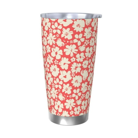 

Salouo Beige Flowers Print 20oz Tumbler with Lid Stainless Steel Vacuum Insulated Tumbler Durable Insulated Coffee Mug Thermal Cup with Splash Proof Sliding Lid-Without Straw