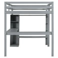 thumbnail image 4 of Full Size Loft Bed with L-shaped Desk, Wardrobe and Storage Shelves(Grey), 4 of 12