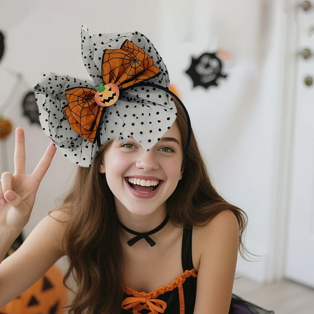 Decoraciones de Halloween, adornos de Halloween, regalos de Halloween, diadema de calabaza de Halloween, lazos para la cabeza, accesorios de fiesta, accesorios de fotografía, decoración para la cabeza