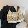 thumbnail image 4 of Straw Beach Bags Woven Rattan Crescent Summer Straw Tote Bag with Top Handle Handbag for Women, 4 of 8