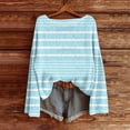 thumbnail image 2 of Ltctricy Sweaters for Women Long Sleeve Boat Neck Striped Chunky Knit Pullover Sweater Tops Casual Loose Jumpers(Blue,Small), 2 of 6