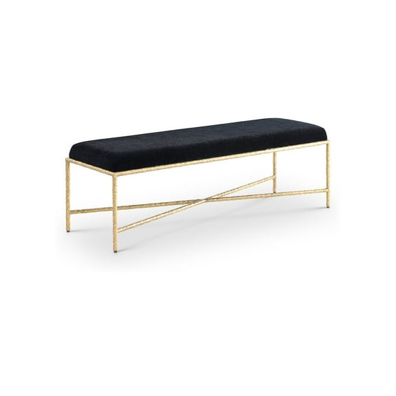 Meridian Furniture Valley Black Chenille Fabric Bench