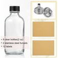 thumbnail image 2 of AP 8 Pack, 2 oz Small Clear Glass Bottles w/Lid & 2 Funnels - 60ml Boston Shot Bottles for Health, Immunity, Potion, Wellness, Sample, Ginger, Juice - Mini Personal Care & Beauty Travel Bottle, 2 of 13