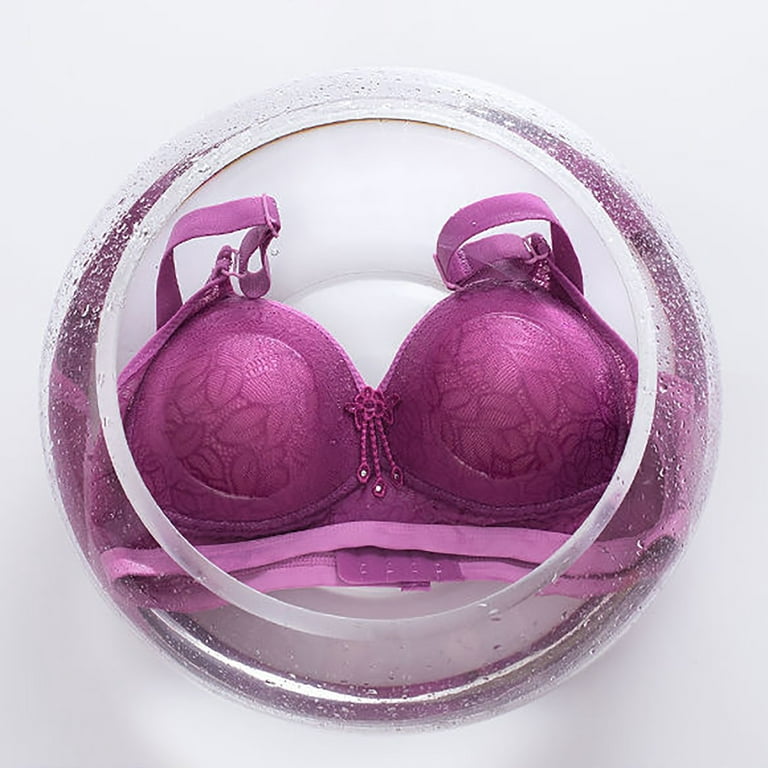 TOWED22 Plus Size Bras,Women's 1/2 Cup Lace Bra Balconette Mesh Underwired  Shelf Bra Unlined See Bralette Purple,42