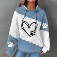 thumbnail image 2 of Hooded Sweatshirt for Womens Cute Dog Paw Heart Print Hoodies with Front Pocket Sweatshirts Color Matching Waffle Knitted Long Sleeve Hooded Sweatshirts, 2 of 4