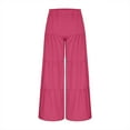 thumbnail image 6 of Plebaso Women's Flowy Wide Leg Pants Ruffle Hem Tiered Palazzo Pants Elastic Waist Beach Flare Trousers, 6 of 7