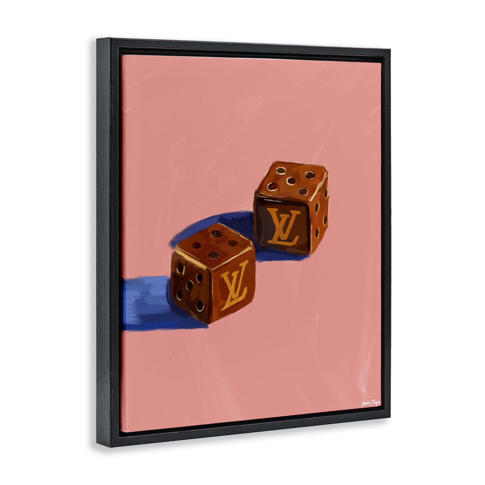 Stupell Industries Fashion Brand Dice Black Framed Floater Canvas Wall Art, design by Amelia Noyes