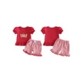 thumbnail image 2 of Loicainy Toddler Kids Girl Back to School Clothes Set 18 24 Months 2T 3T 4T 5T 6T Pencil Embroidery Short Sleeve Tops and Plaid Shorts Outfits Set, 2 of 9