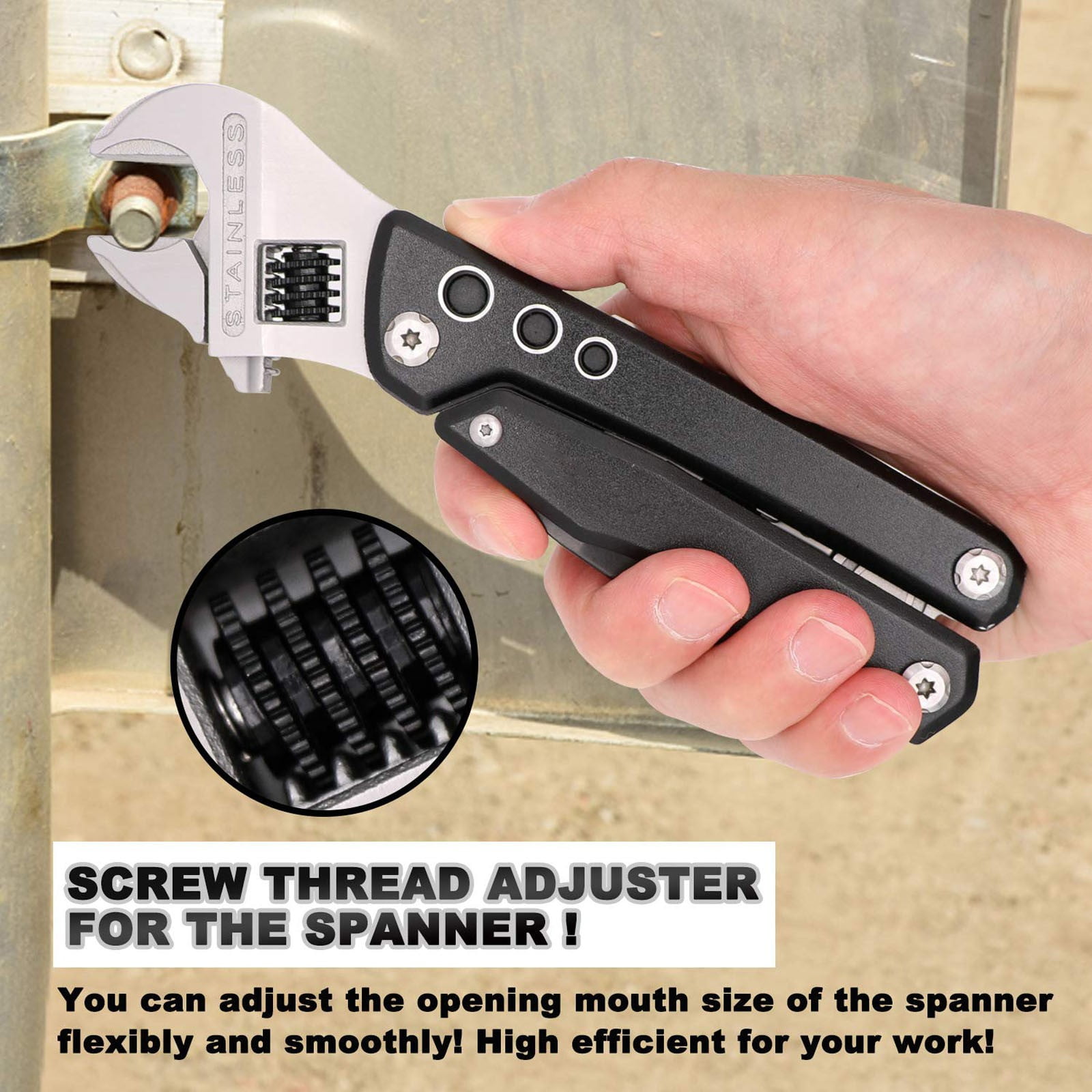 Hxlamzoo Multifunctional Outdoor Wrench Tool with Adjustable Wrench, Bottle Opener & Screwdriver for Cycling, Camping, Maintenance | Portable Multi-Purpose Tool