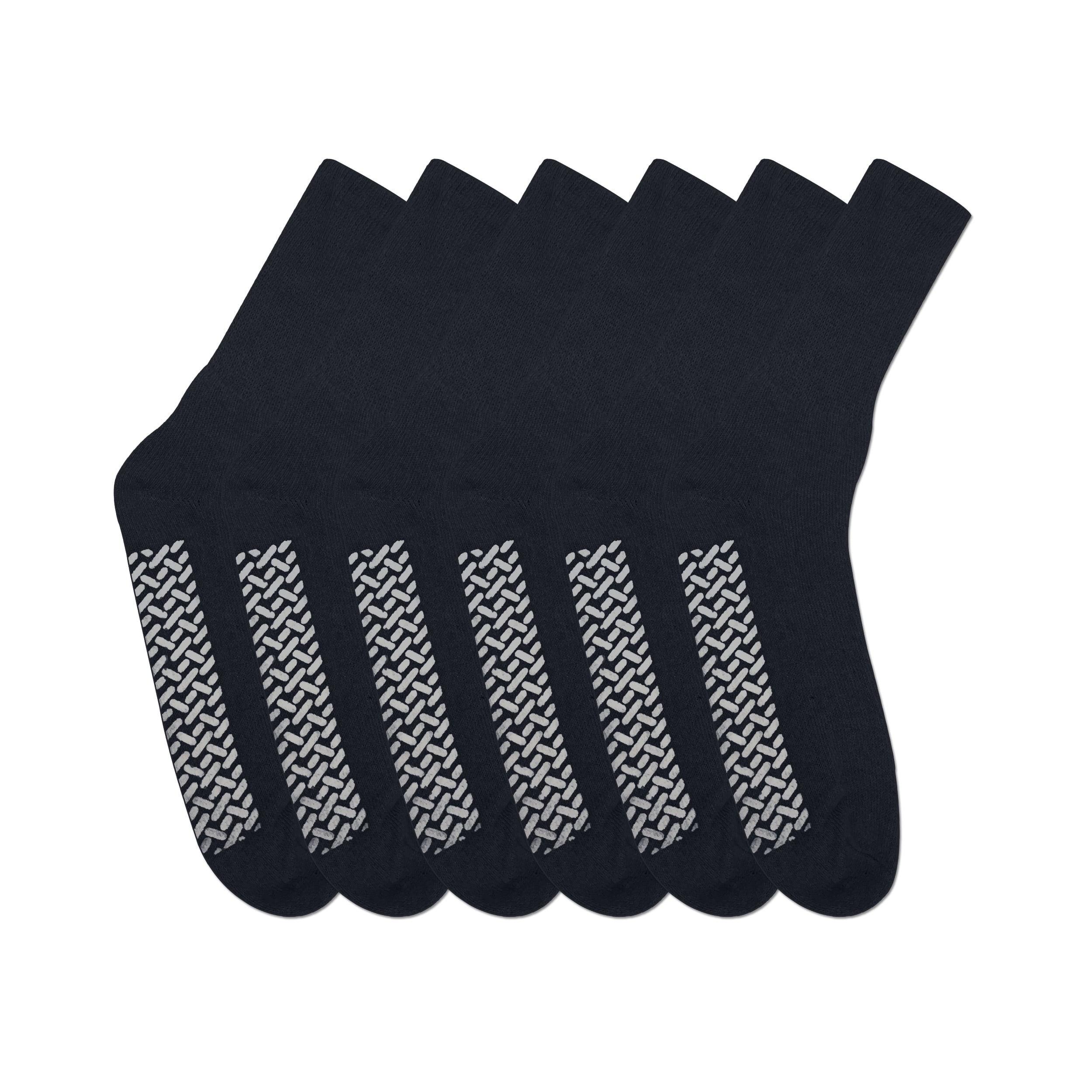 Noble Health Care Diabetic anti Skid Hospital Slipper Socks Women's 13-15, Black (3 Pack)
