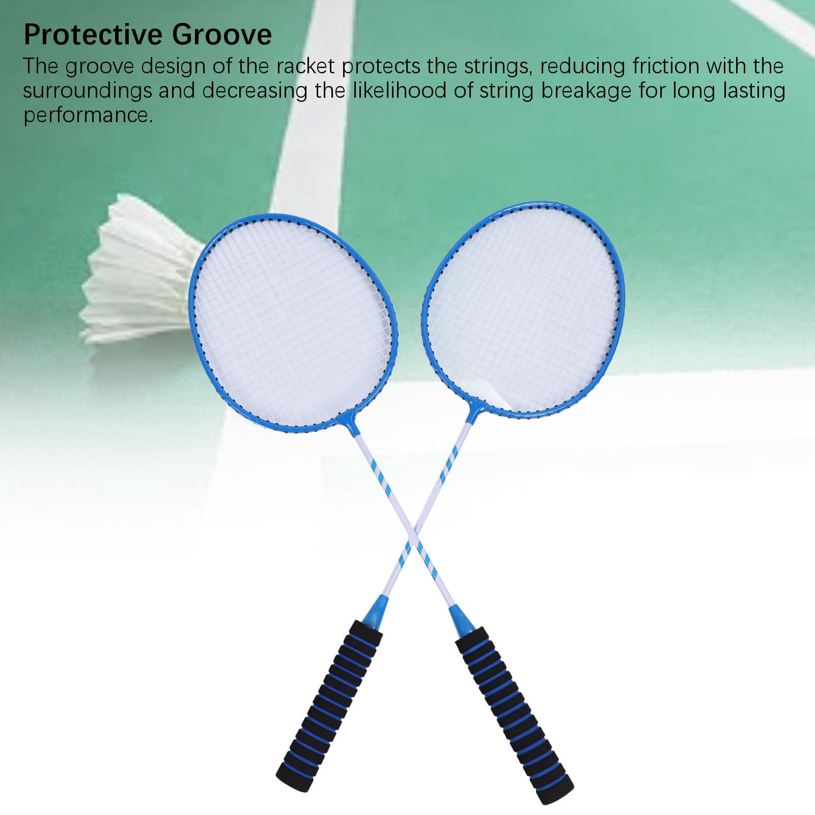 YAHHU Premium Iron Alloy Badminton Rackets Set with Nylon Shuttlecocks and Carrying Bag, 2 Player Set, 5 Pieces, Blue
